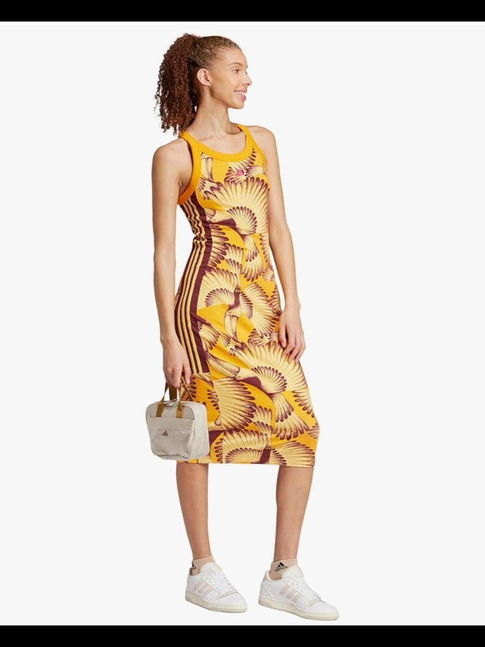 Sleeveless Yellow Floral-Print Midi Dress